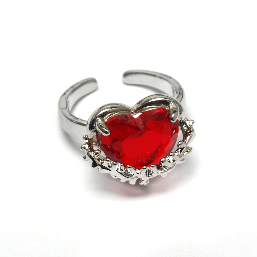 Wholesale Dark Gothic Red Love Cross Open Ring